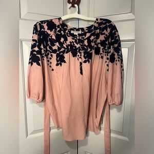 Motherhood Maternity Pink and Navy Blue Blouse